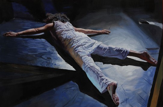 dancer lying face-down